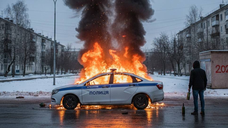 В Оренбурге задержали студента из Воронежа за поджог полицейской машины