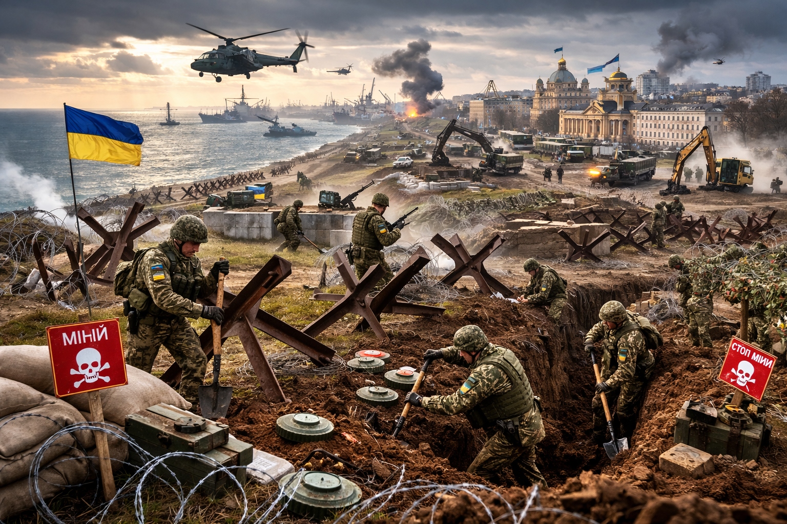 Одесса готовится к обороне со всех сторон &mdash; ВСУ копают рвы и устанавливают мины