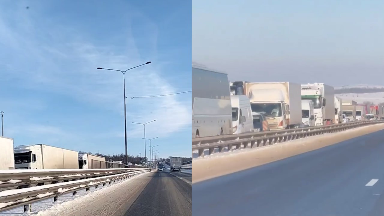 На видео сняли 20-километровую &laquo;царь-пробку&raquo; без конца в Ростовской области