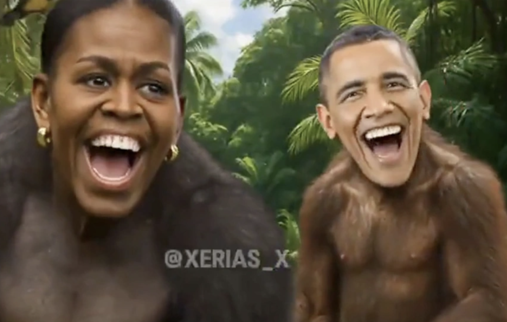 Трамп выложил ролик с Бараком и Мишель Обамой в образах обезьян и вызвал скандал