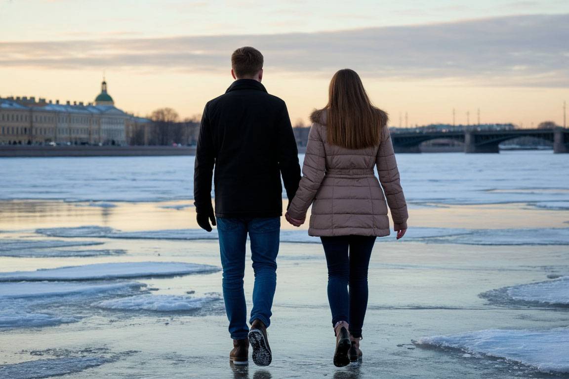 Романтичные петербуржцы массово гуляют по замёрзшему Финскому заливу с риском для жизни