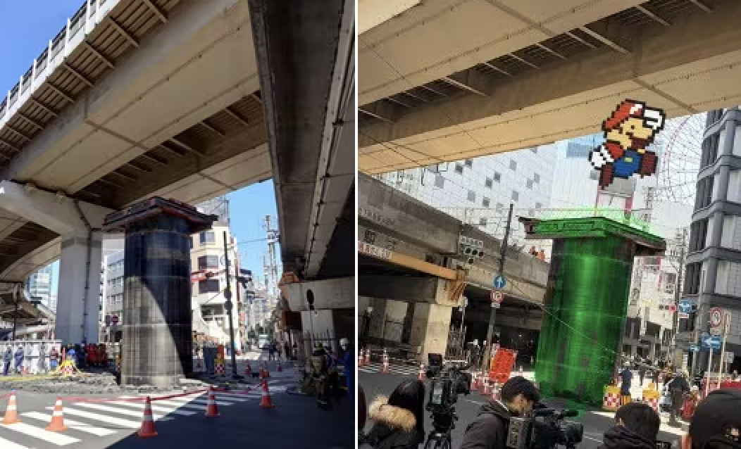 В Осаке из-под земли выросла гигантская труба &mdash; как в Super Mario