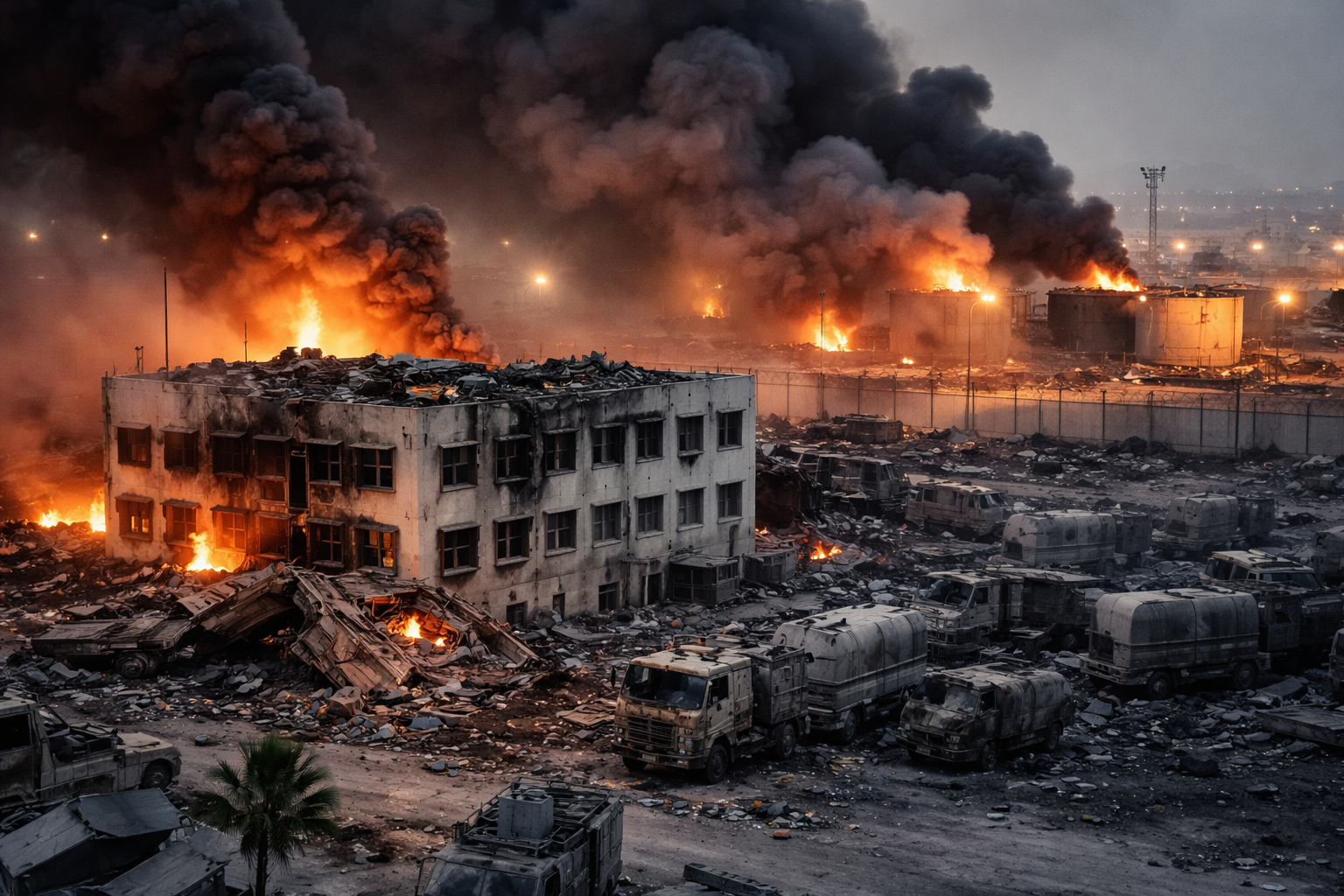 Иран взорвал штаб Пятого флота ВМС США в Бахрейне и сжёг цистерны с топливом