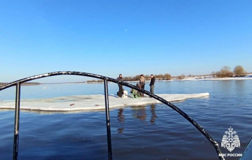 В Ярославской области спасатели сняли с дрейфующей льдины &laquo;мамонтят&raquo; с мангалом