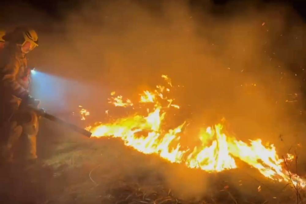 Крупный пожар охватил сухую траву под Петербургом