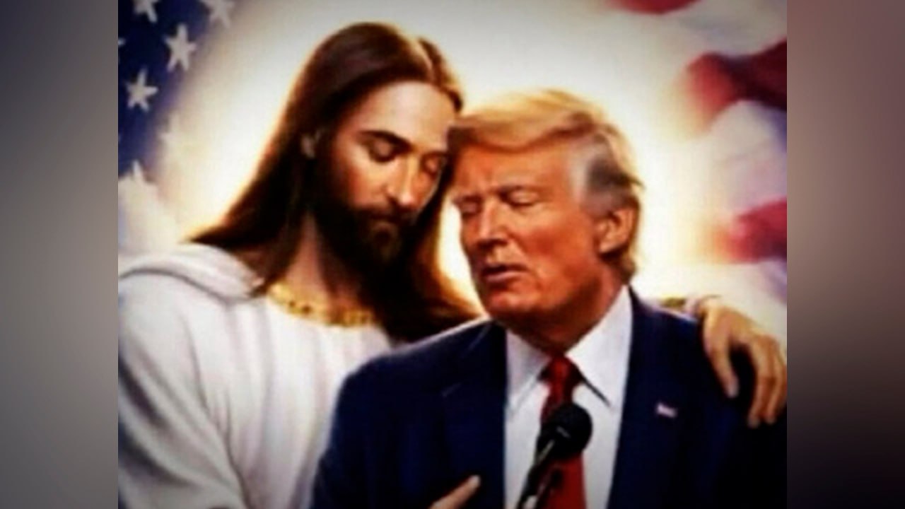 Трамп назвал замечательным свой образ в объятиях Иисуса с нимбом
