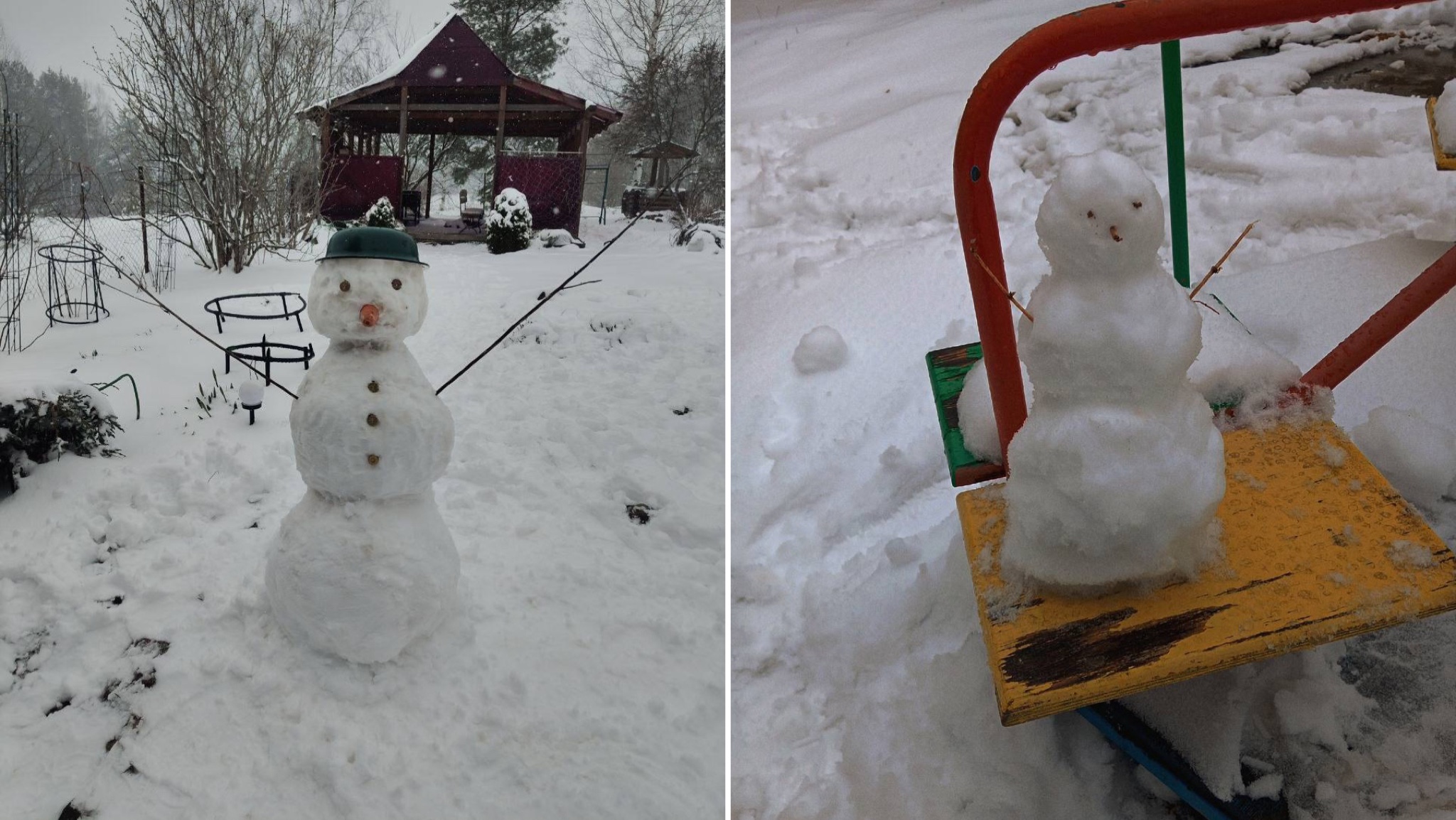 Зима вернулась? Нижегородцы лепят снеговиков после апрельского снегопада