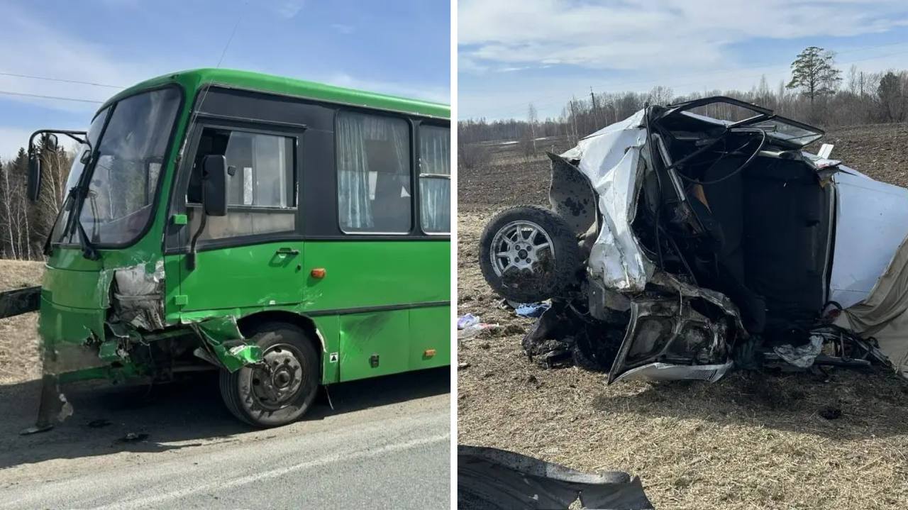 Пассажирский автобус всмятку раздавил &laquo;Жигули&raquo; с водителем в Томской области