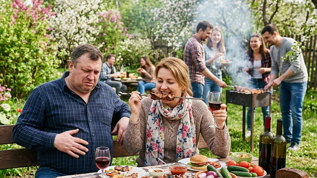 Что делать при переедании на майских: 5 техник, как помочь желудку во время застолий
