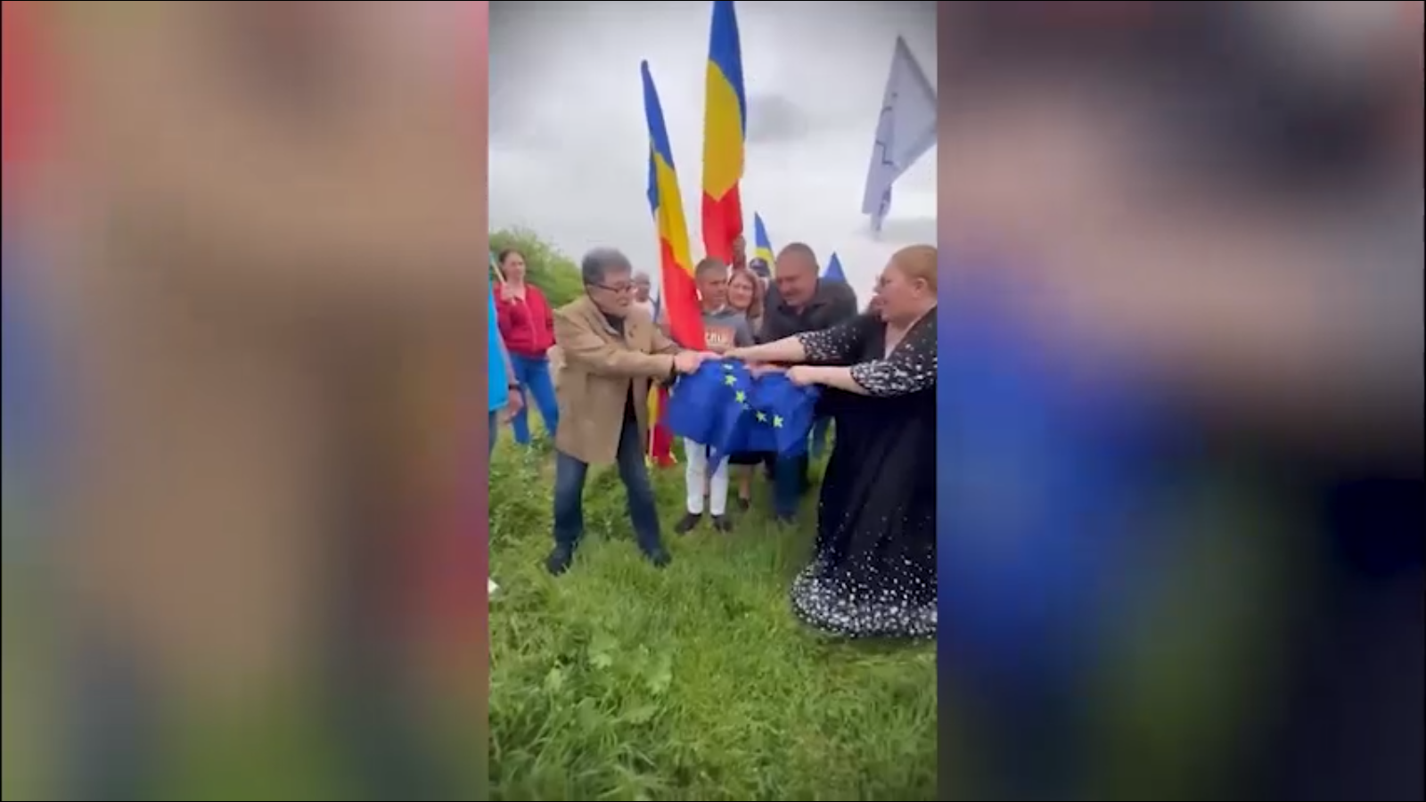Евродепутат Шошоакэ разорвала флаг ЕС, призвав праздновать независимость Румынии