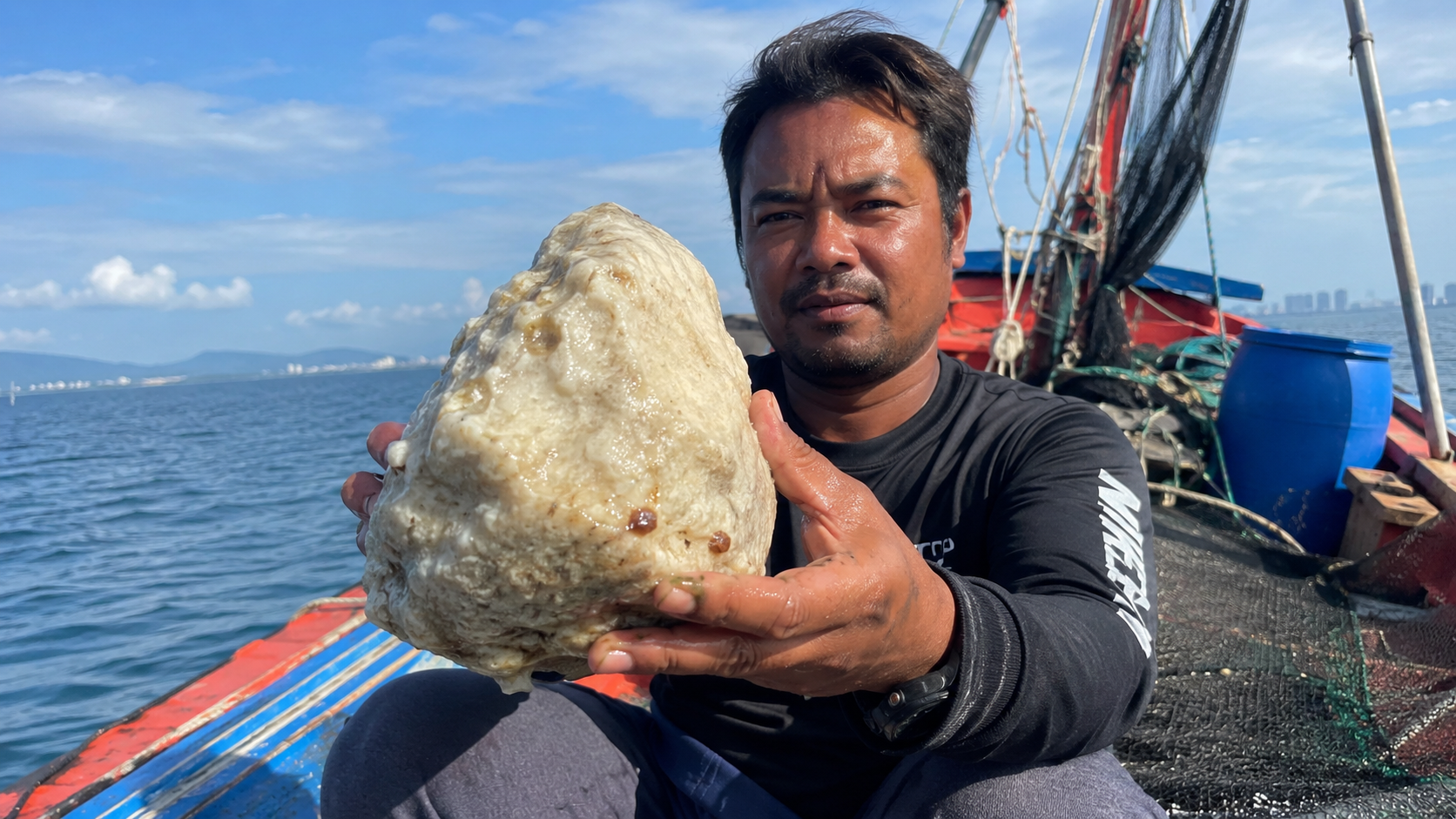 Рыбак выловил в море &laquo;рвоту кашалота&raquo; и может разбогатеть