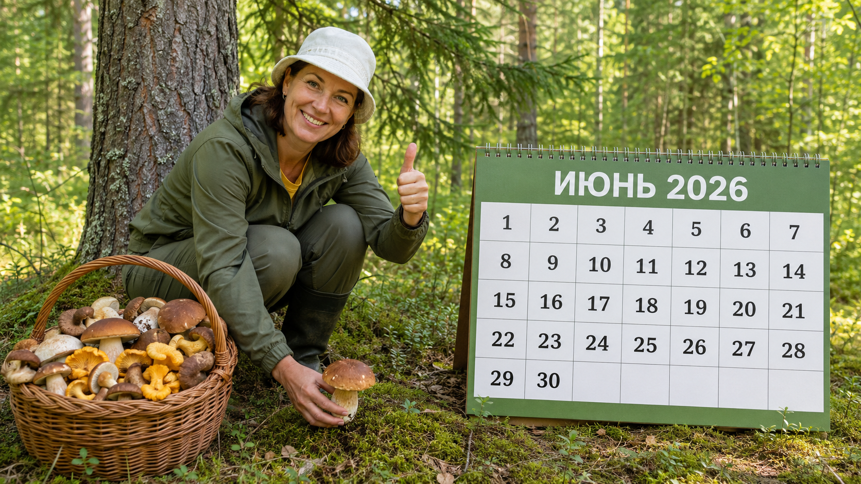 Грибной календарь 2026: большой гид с картинками по грибам, которые растут в июне 