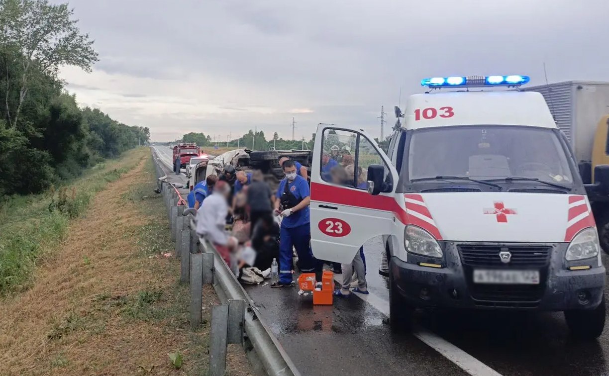 На Алтае перевернулся микроавтобус, пострадали трое взрослых и двое детей