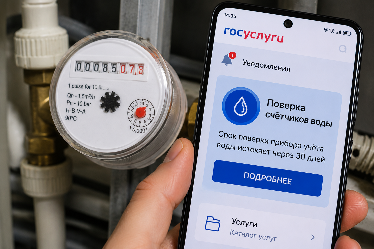 Чтобы не платить по нормативу: &laquo;Госуслуги&raquo; напомнят о поверке водосчётчика