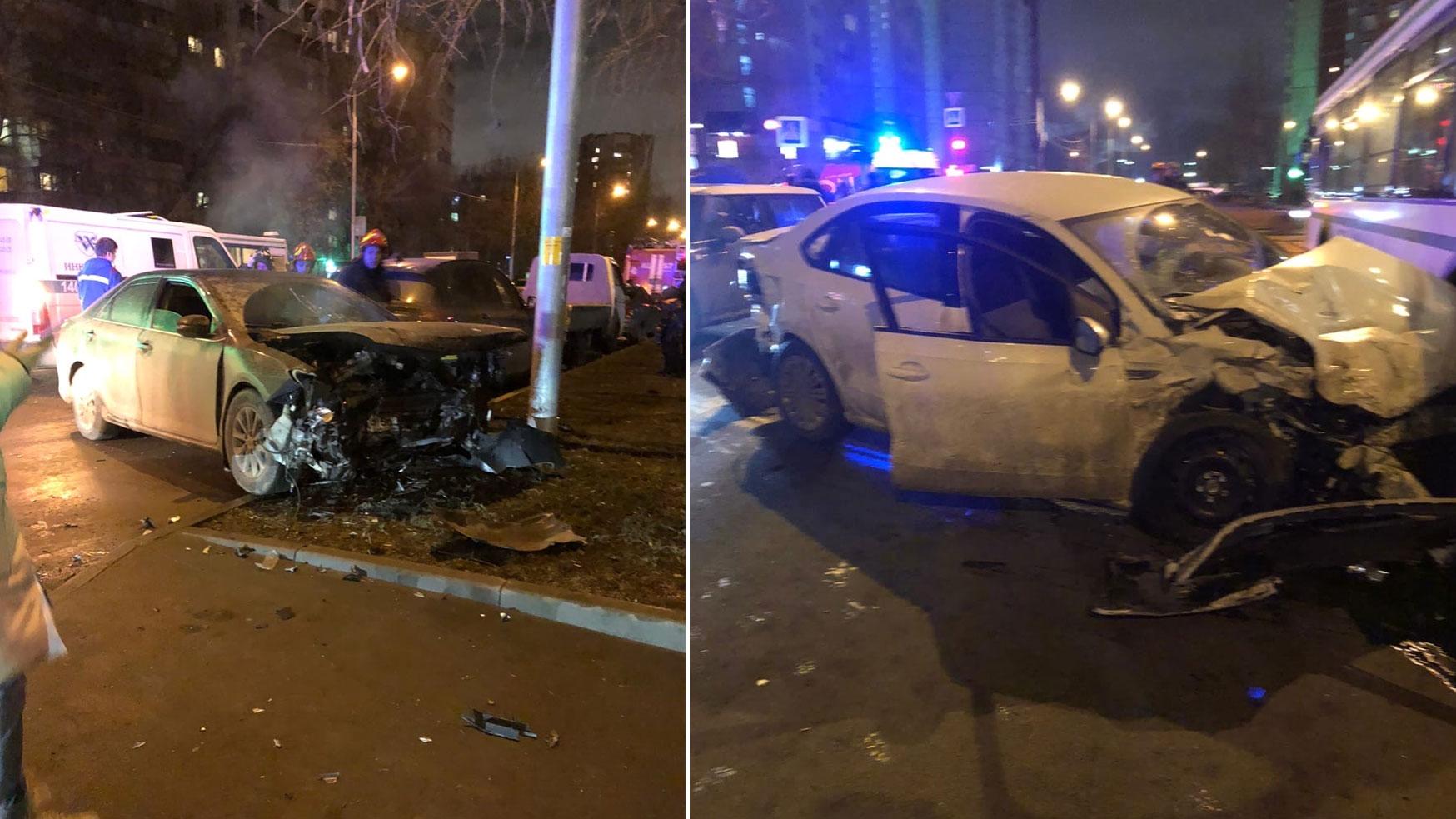 На западе Москвы произошло ДТП с участием автобуса и трёх авто — видео