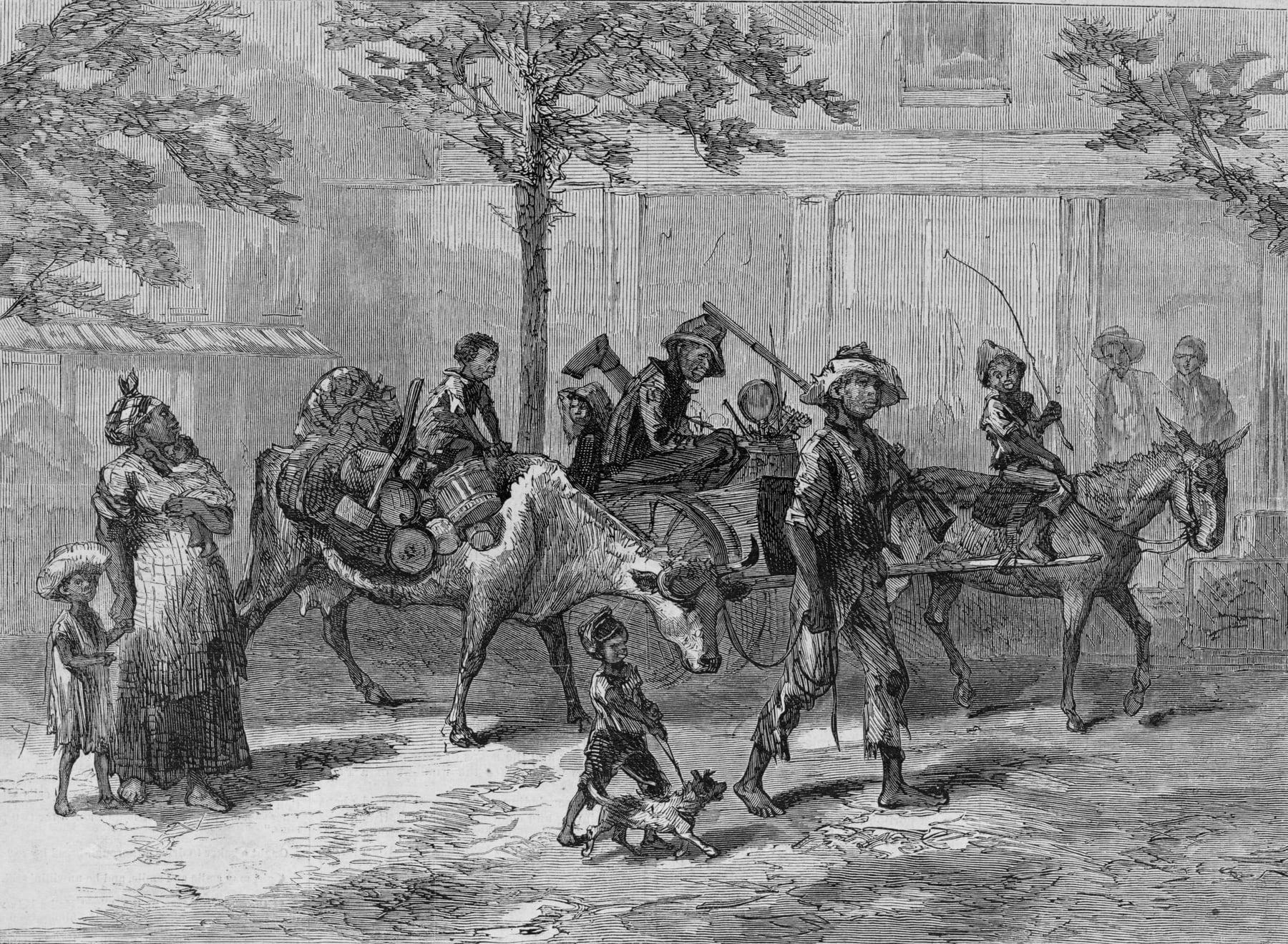 "По дороге в Канзас, спасаясь от жёлтой лихорадки", Сол Эйтинге, ок. 1879 г. Изображение © Library of Congress