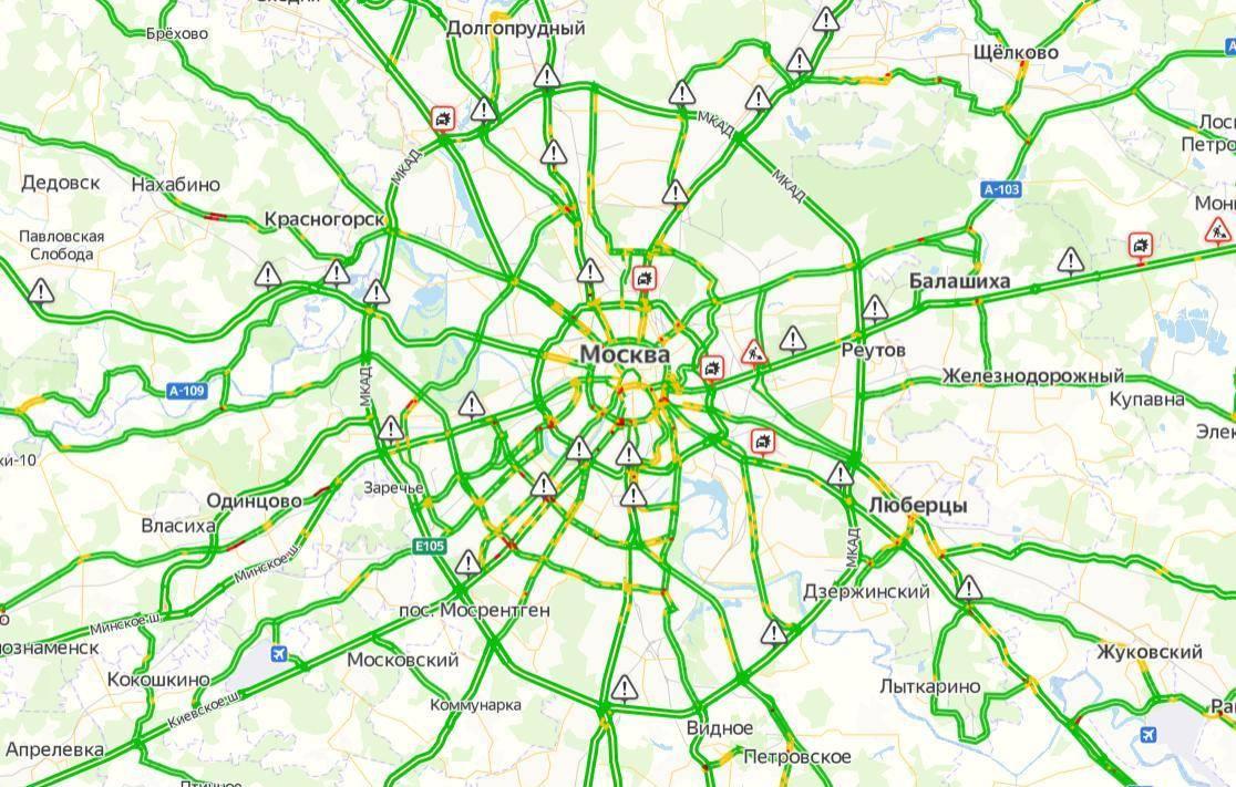 Карта москвы и московской области пробки на дорогах сейчас